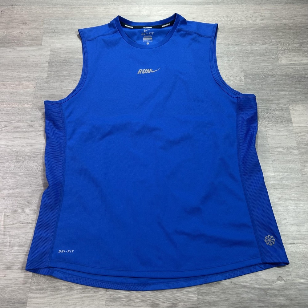 Nike Dri-FIT Running Tank Top Mens Large Blue Sleeveless Training 424227-419